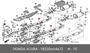 Средний глушитель выхлопных газов 18220SM4A72 HONDA