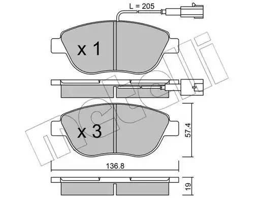Комплект тормозных колодок, диско 2203220 METELLI