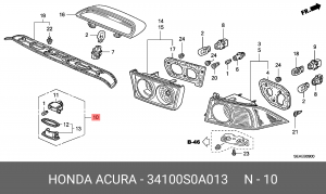 Фонарь освещения номерного знака 34100S0A013 HONDA