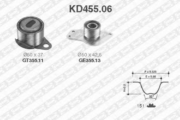 Комплект ремня ГРМ KD455.06 NTN SNR