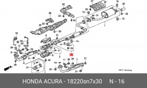 Средний глушитель выхлопных газов 18220SN7X30 HONDA