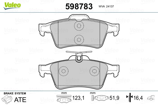 Комплект тормозных колодок, диско 598783 VALEO PHC