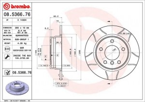 Тормозной диск 08.5366.76 BREMBO
