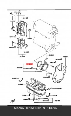 Уплотняющее кольцо, коленчатый вал BP0511312 MAZDA
