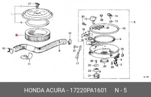 Воздушный фильтр 17220PA1601 HONDA
