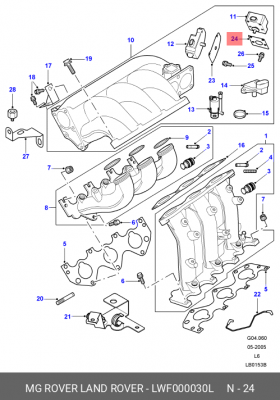 Прокладка, выпускной трубопровод LWF000030L MG ROVER LAND ROVER