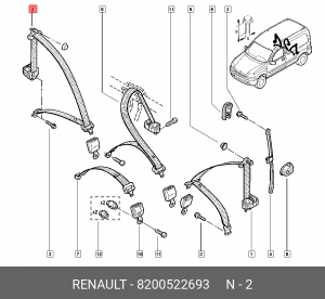 Ремень безопасности 8200522693 RENAULT