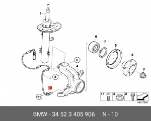 Датчик, частота вращения колеса 34 52 3 405 906 BMW