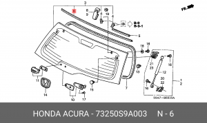 Молдинг стекла 73250S9A003 HONDA