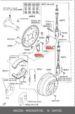 Колесный тормозной цилиндр W02526510C MAZDA