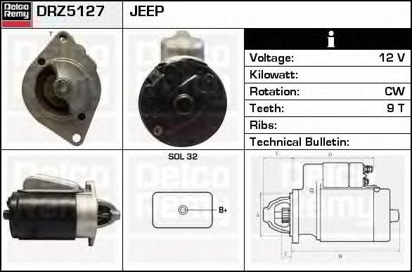 Стартер DRZ5127 DELCO REMY