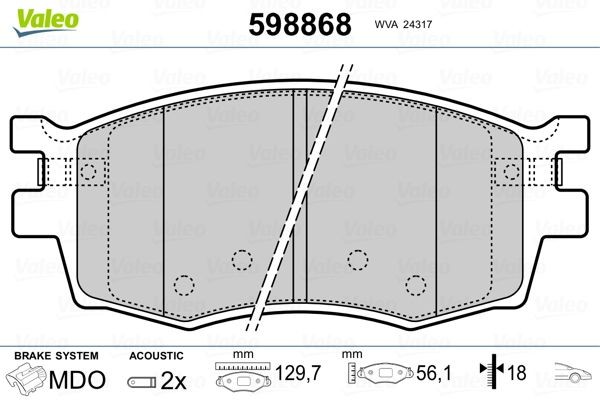 Комплект тормозных колодок, диско 598868 VALEO PHC