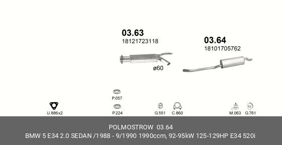 Глушитель - задняя часть системы ОГ 03.64 POLMOSTROW