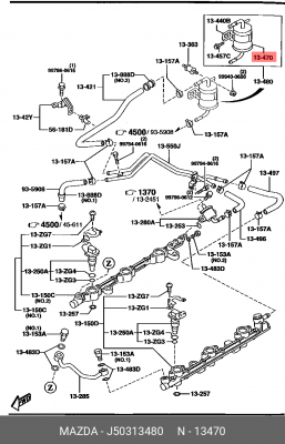Фильтр топливный J50313480 MAZDA