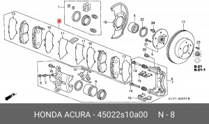 Комплект тормозных колодок, диско 45022-S10-A00 HONDA