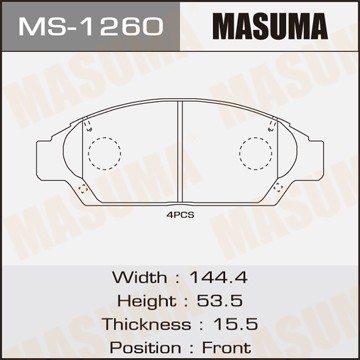 Колодки тормозные дисковые MS1260 MASUMA
