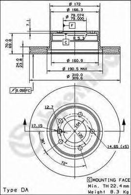 Тормозной диск 09.9173.14 BREMBO