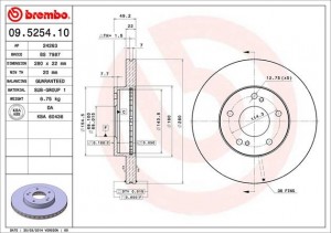 Тормозной диск 09.5254.10 BREMBO