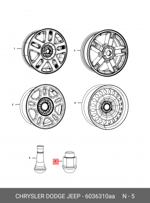 Гайка крепления колеса 6036 310AA CHRYSLER