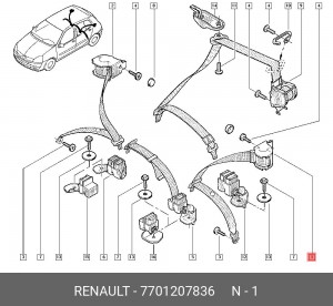 Ремень безопасности 7701207836 RENAULT