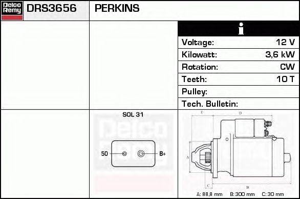 Стартер DRS3656 DELCO REMY