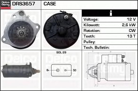 Стартер DRS3657 DELCO REMY