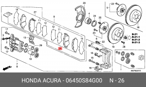 Комплект тормозных колодок, диско 06450-S84-G00 HONDA