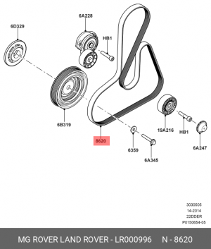 Поликлиновой ремень LR000996 LAND ROVER