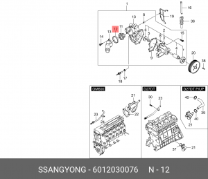 Прокладка, термостат 6012030076 SSANG YONG
