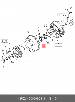 Подшипник ступицы колеса 9-00093-031-1 ISUZU