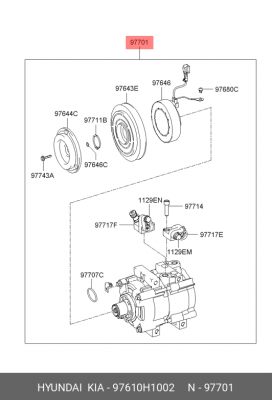 Компрессор, кондиционер 97610H1002 HYUNDAI KIA