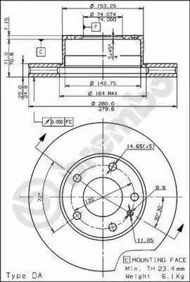 Тормозной диск 09558810 BREMBO