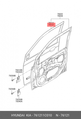 Панель двери наружная 761211C010 HYUNDAI KIA