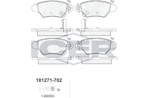 Комплект тормозных колодок, диско 181271-702 ICER
