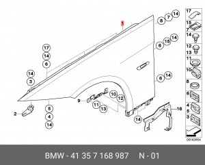 Накладка крыла 41 35 7 168 987 BMW