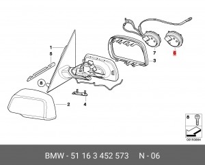Сервопривод зеркала заднего вида 51 16 3 452 573 BMW