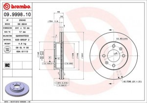 Тормозной диск 09.9998.10 BREMBO