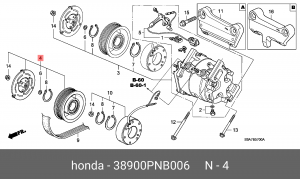 Муфта компрессора кондиционера 38900PNB006 HONDA