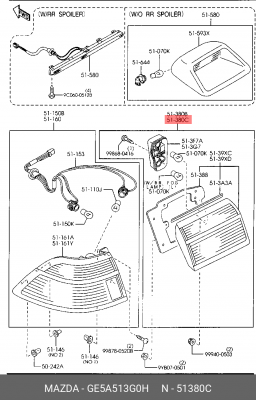 Фонарь задний GE5A513G0H MAZDA