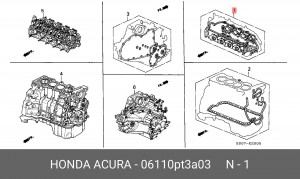 Комплект прокладок, головка цилиндра 06110PT3A03 HONDA
