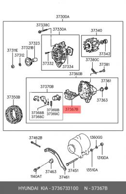 Мост диодный генератора 3736733100 HYUNDAI KIA