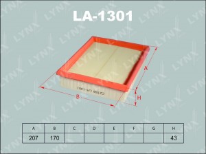 Фильтр воздушный LA-1301 LYNXAUTO