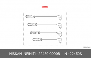 Провода высоковольтные системы зажигания (комплект) 22450-00Q0B NISSAN