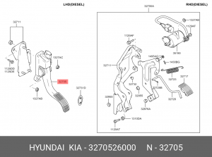 Комплект педали управления подачей топлива 3270526000 HYUNDAI KIA