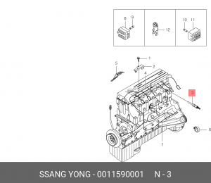 Свеча накаливания 0011590001 SSANG YONG