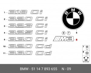 Эмблема 51 14 7 893 655 BMW