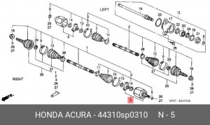 Шарнирный комплект, приводной вал 44310SP0310 HONDA
