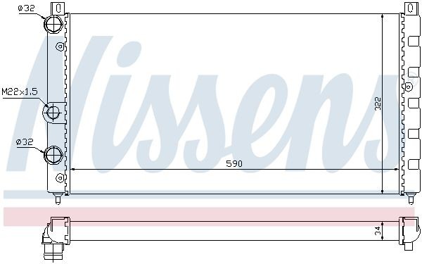 Радиатор, охлаждение двигател 64065 NISSENS