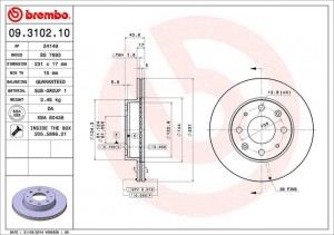 Тормозной диск 09.3102.10 BREMBO