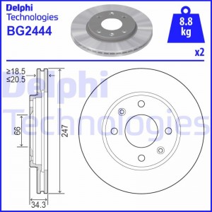 Тормозной диск BG2444 DELPHI